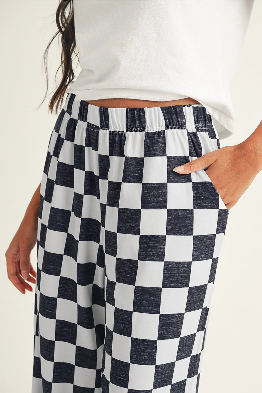 Checkered Wide Leg Pants