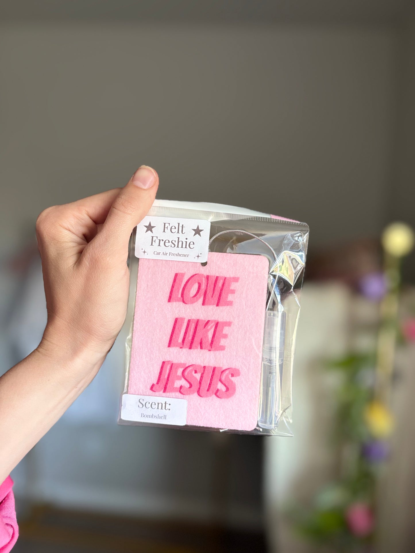 'Love Like Jesus' car freshie