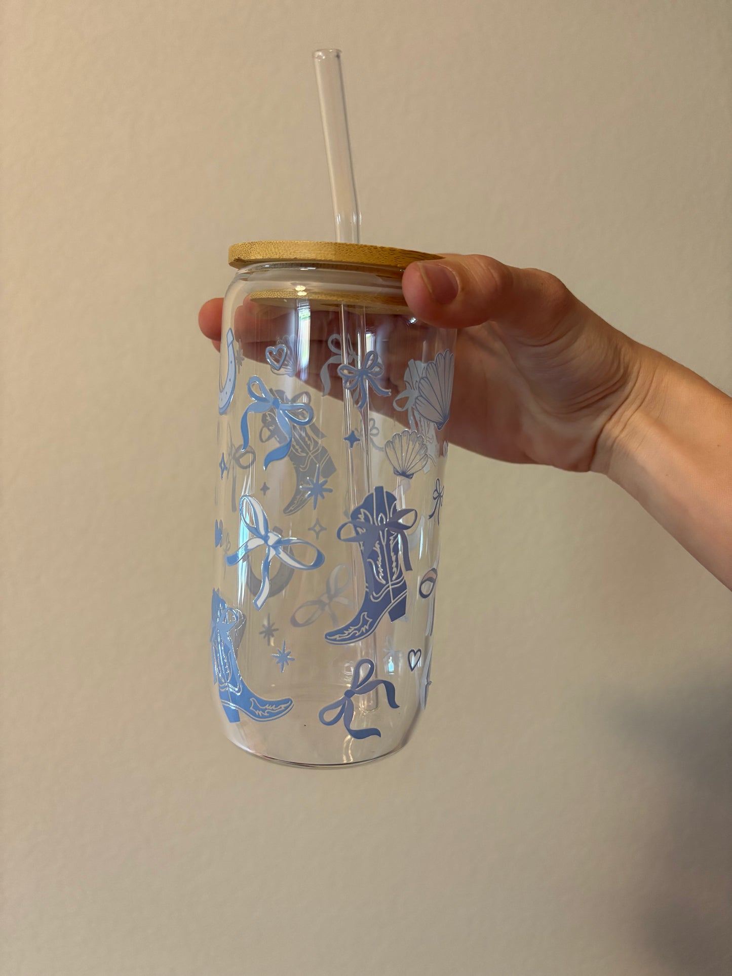 Coastal cowgirl glass cup